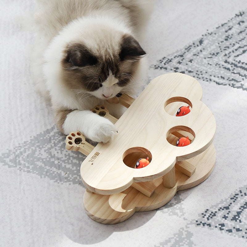 Solid Wood Cat Teaser Toy
