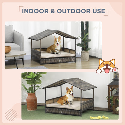 Khaki Wicker Dog House