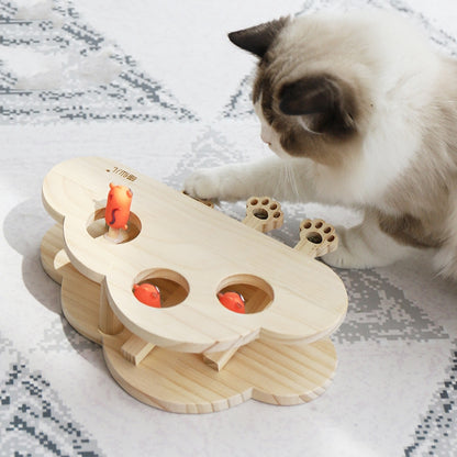 Solid Wood Cat Teaser Toy