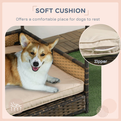 Khaki Wicker Dog House