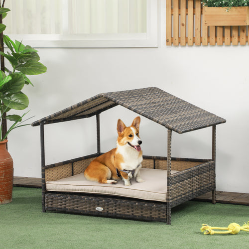 Khaki Wicker Dog House