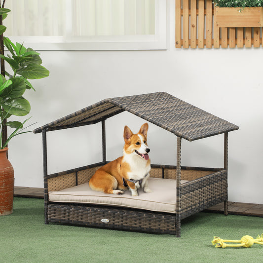 Khaki Wicker Dog House