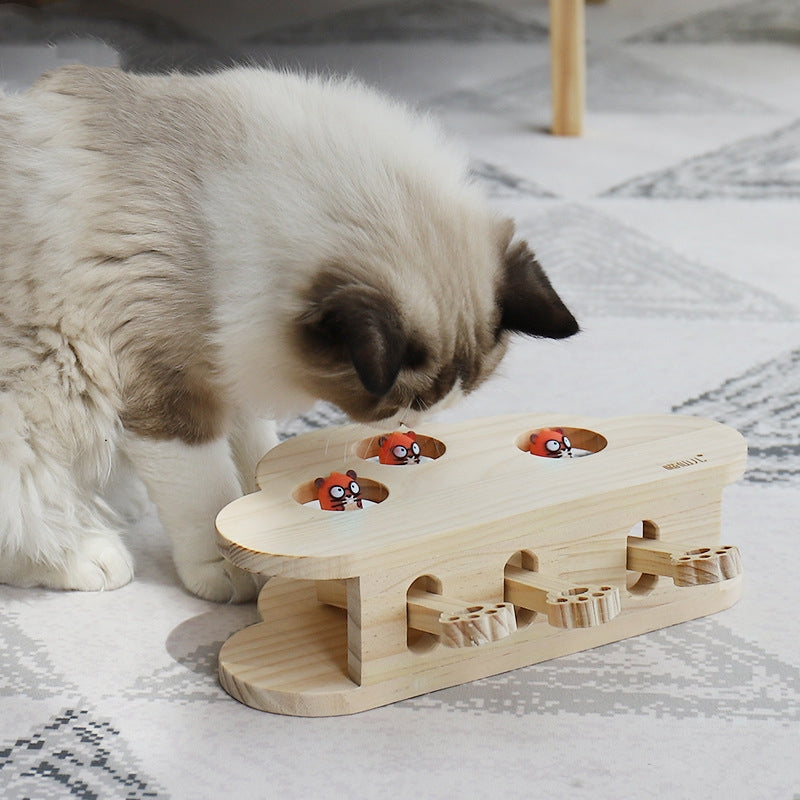 Solid Wood Cat Teaser Toy