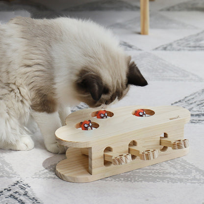 Solid Wood Cat Teaser Toy