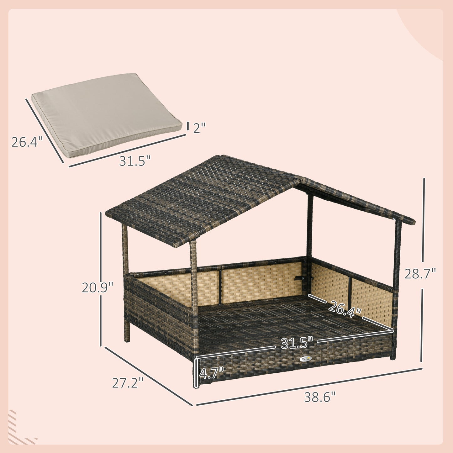 Khaki Wicker Dog House